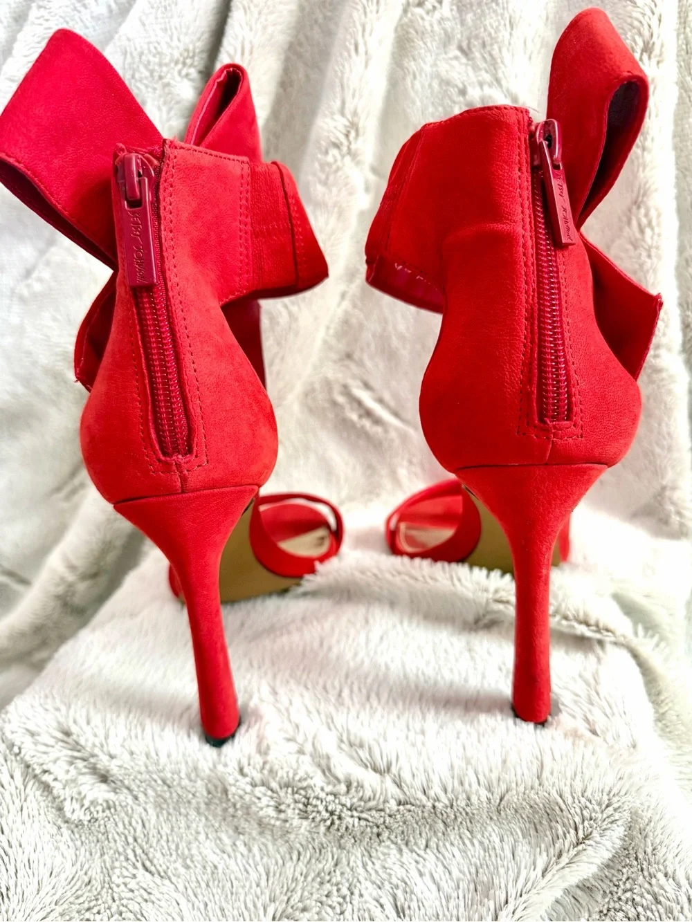 Betsey Johnson Friskyy Red Suede Leather High Heel Sandals